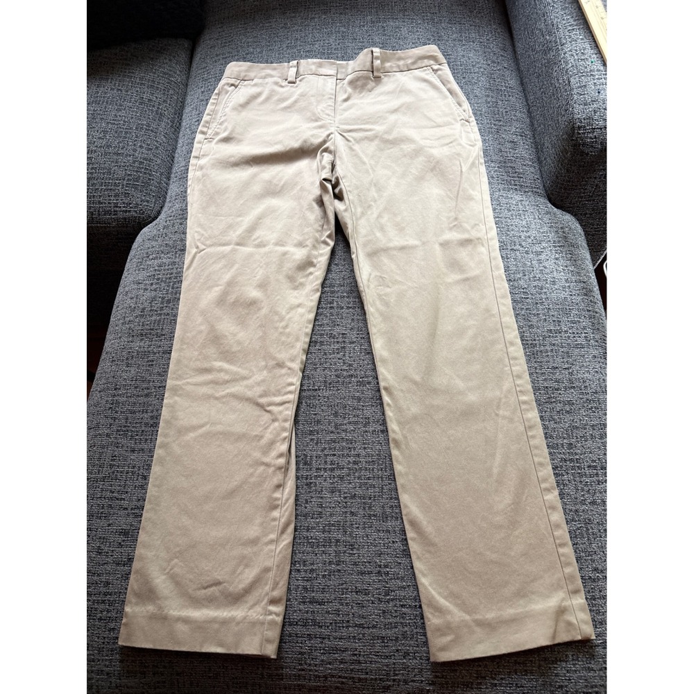 Lands End Womens 8P Khaki Mid Rise Straight Leg Chino Pants Stretch Petite Tan